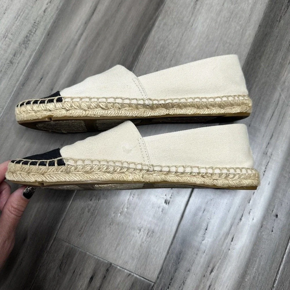 Tory Burch Cap Toe Colorblock Espadrilles Flats Cream & Black Size 9